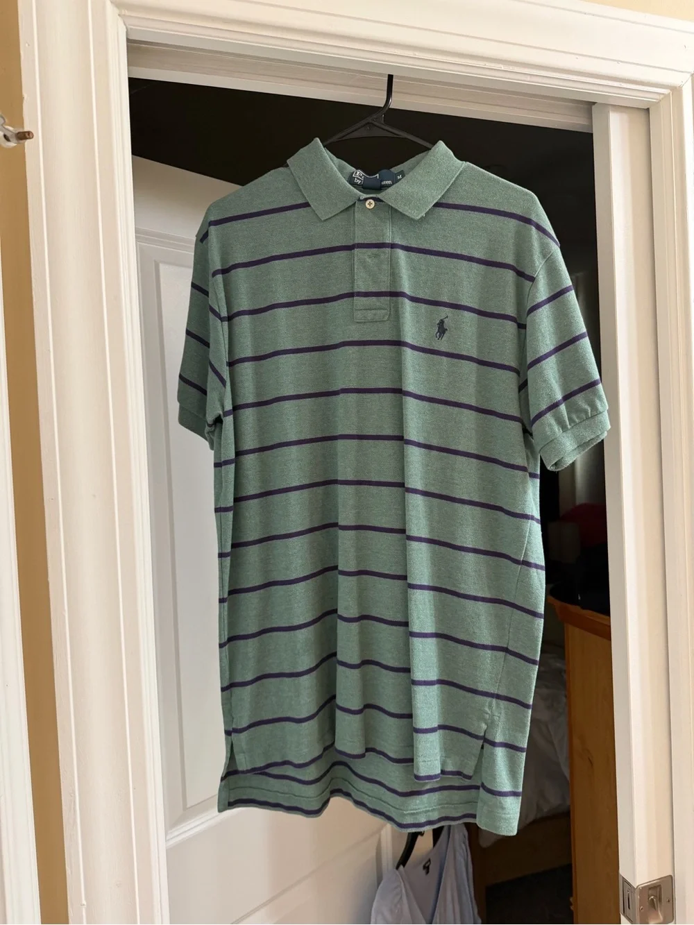 Ralph Lauren Mint Green Polo with Navy Stripes